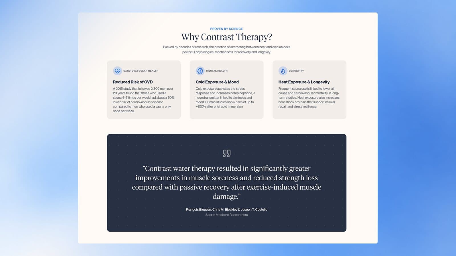 Contrast therapy education block with a sourced research quote
